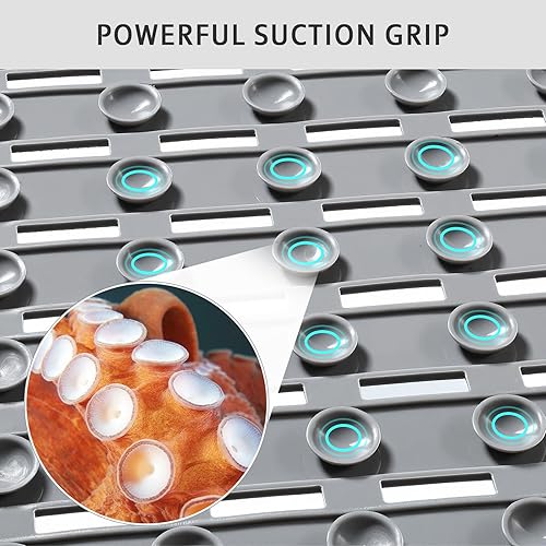 Miniatura 4 de XIYUNTE Tapete de ducha antideslizante para bañera, tapete de baño de PVC de 40 x 16 pulgadas, tapete de ducha antideslizante para ducha interior,