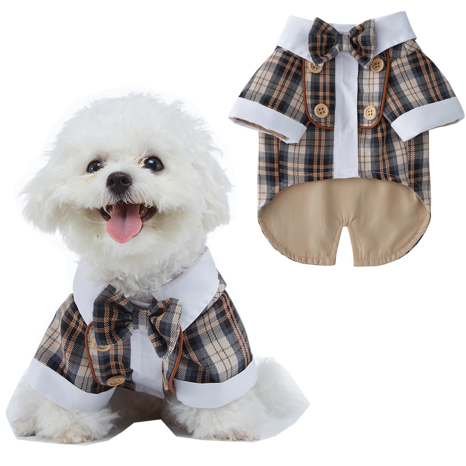 Costume de mariage pour chien tenue de fête kaki XL avec nœud papillon noir