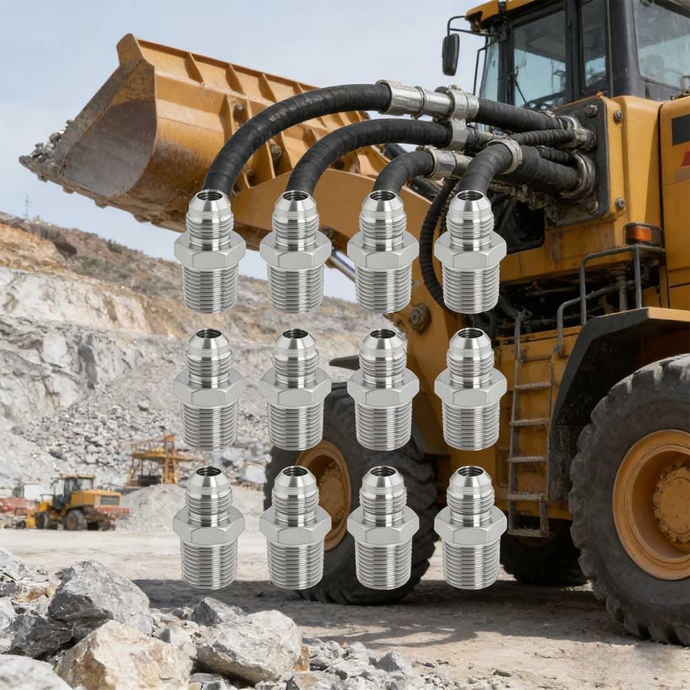 Paquete de 15 adaptadores de manguera hidráulica de acero inoxidable 316L de 3/8 pulgadas NPT macho a JIC 37 grados de ajuste recto para sistemas de alimentación de líquidos de alta presión