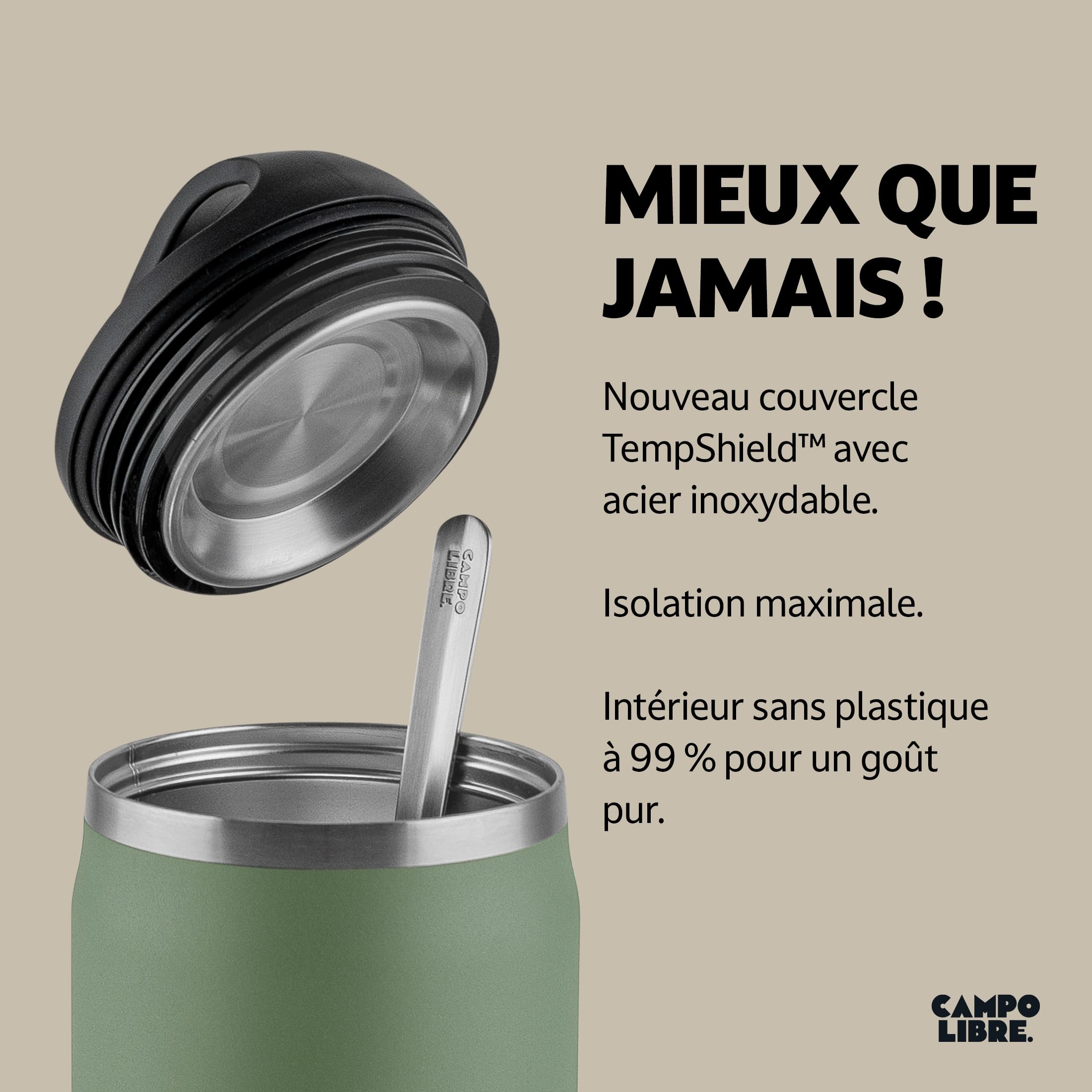 Campo Libre.® LOTTA – Thermos Alimentaire Chaud & Froid – Boite Repas Isotherme avec Cuillère – Gamelle Isotherme Adulte ou Bébé, Travail, Bureau, École, Camping – Facile à transporter. Vert, 800ml