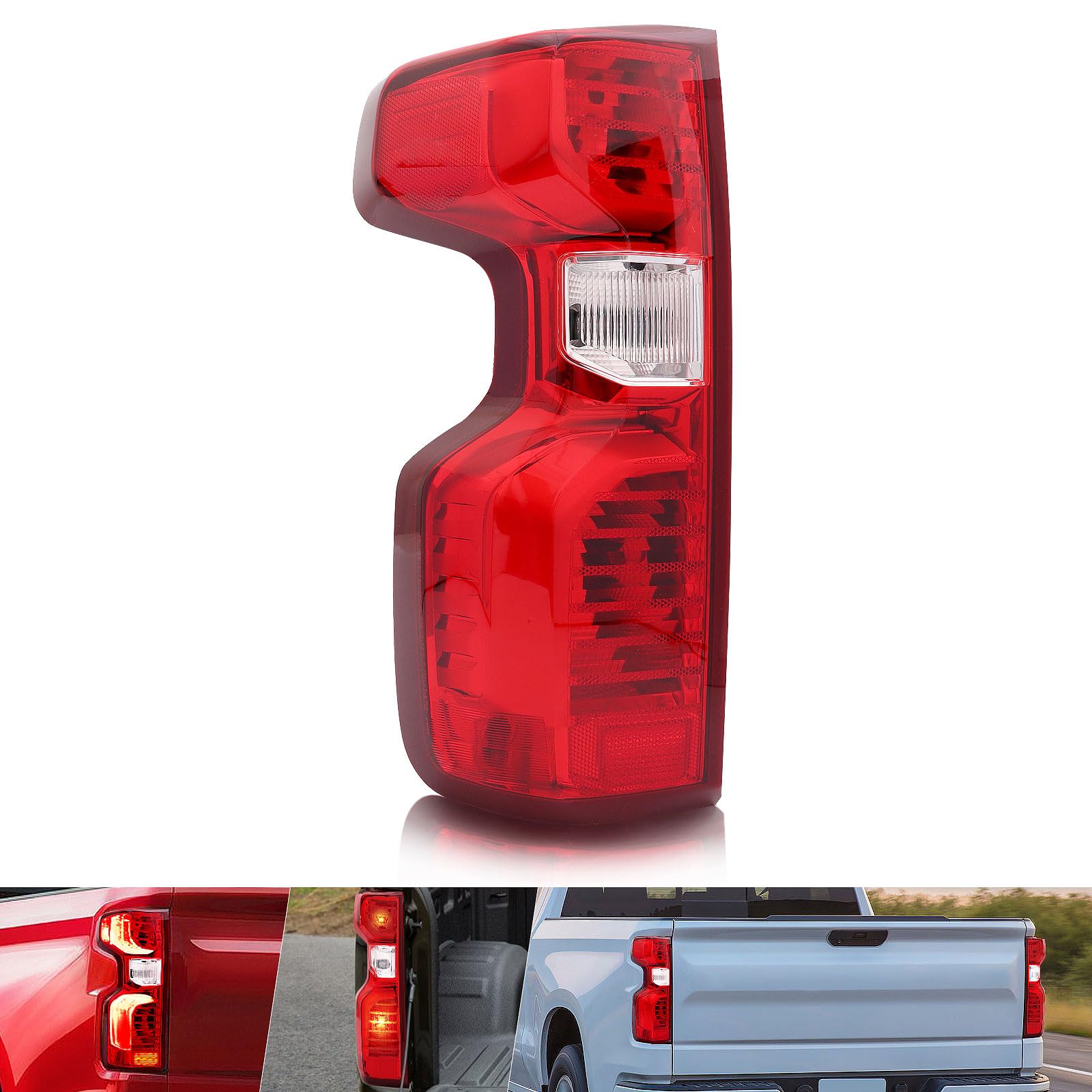 MOFANS Rear Tail Light Fit for Chevrolet Chevy Silverado 1500 2500 HD 3500 HD 2019 2020 2021 LED Tail Brake Rear Light Lamp Assembly(Left Driver Side)
