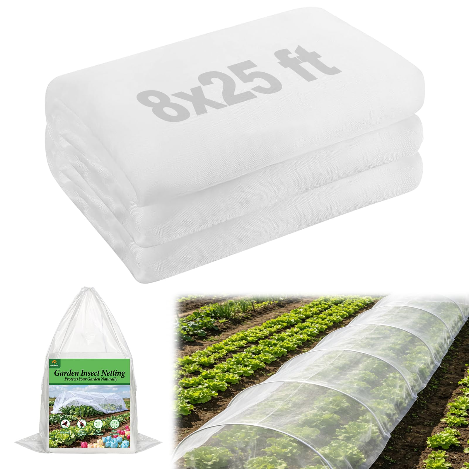 Filet de jardin maille fine pour potager : cultivez de beaux légumes sains tout l'été 2,4x7,6m