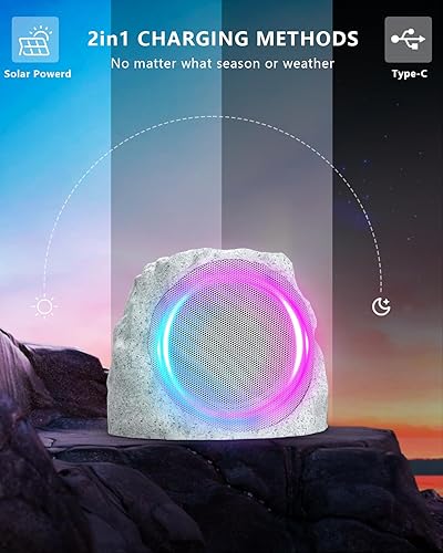 Miniatura 3 de Altavoces para exteriores Bluetooth impermeables para patio, conexión TWS para exteriores, altavoces Bluetooth inalámbricos, alimentados por energía