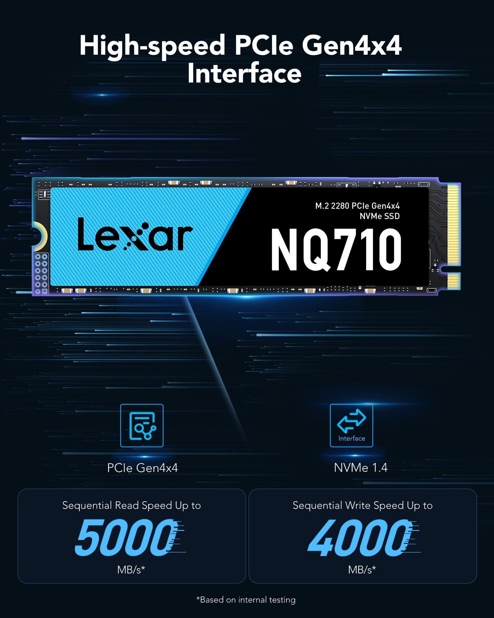 Lexar NQ710 M.2 SSD 2TB, PCIe 4.0 Gen4x4 NVMe SSD, Internal SSD