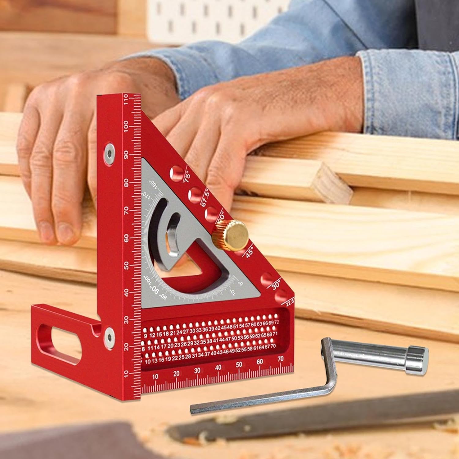 3D Square - Carpentry Square with Protractor and Measuring Ruler - Accurate Measuring Accessories Gauge Tool for Professionals, Beginners and Engineers