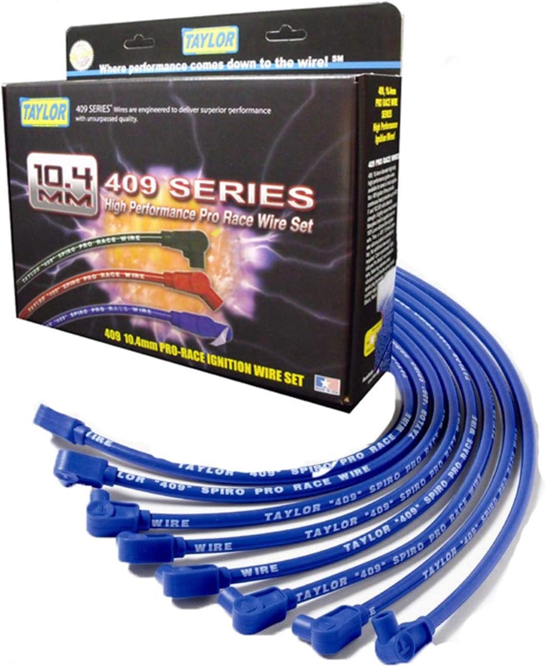 Taylor Cable 79628 409 Pro-Race Spiro-Wound Core Spark Plug Wire Set
