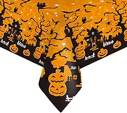 Toalhas de mesa de plástico de Halloween para mesas retangulares, capa de mesa de plástico para decoração de festas, 6 a 8 pessoas, toalhas de mesa descartáveis à prova d'água, design de abóbora e