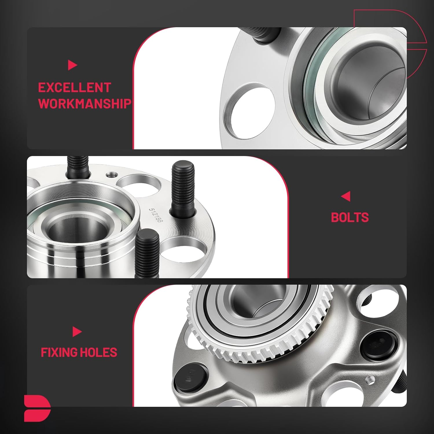 BDFHYK 512188 2PCS Rear Wheel Bearing and Hub Assembly 5 Lugs Compatible with Acura TL 2004-2008, Compatible with Honda Accord 2006-2007