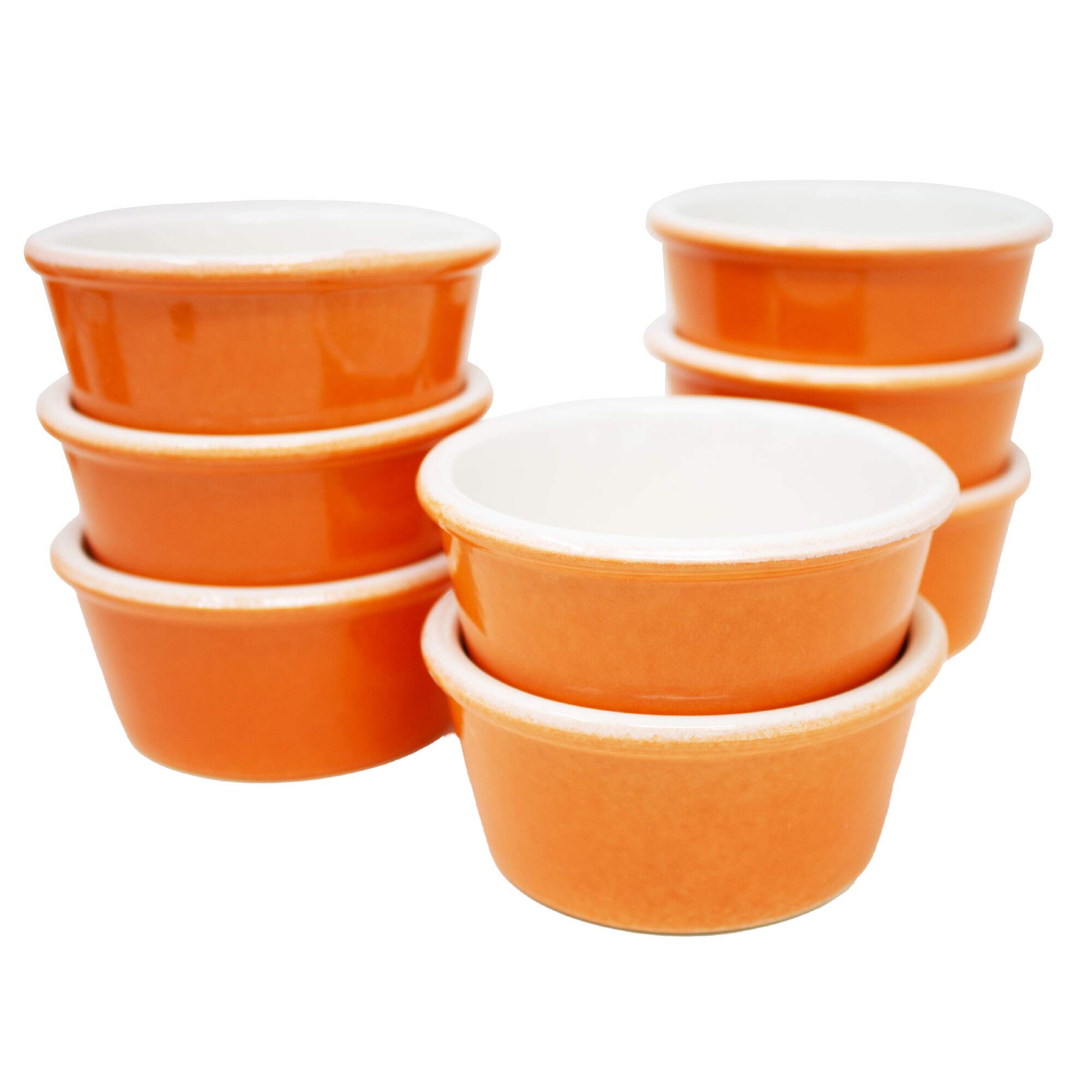 Set Di 6 Ciotole Forno In Ceramica Arancione - Da 185 Ml Per Crème Brûlée, Dessert E Tapas