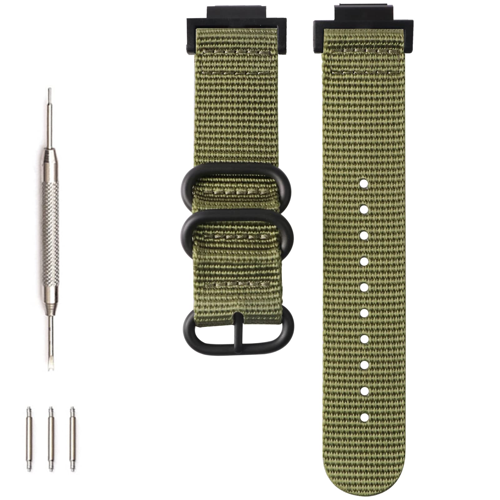 Hijiawee Military Ballistic Nylon Strap Replacement for G-Shock Watch Bands Compatible with Casio G-Shock GA-100/GA-110/120/300/400/DW6900/DW-5600/GWM-5610/GW-B5600/ /DW-5305/DW-9052 (Green)