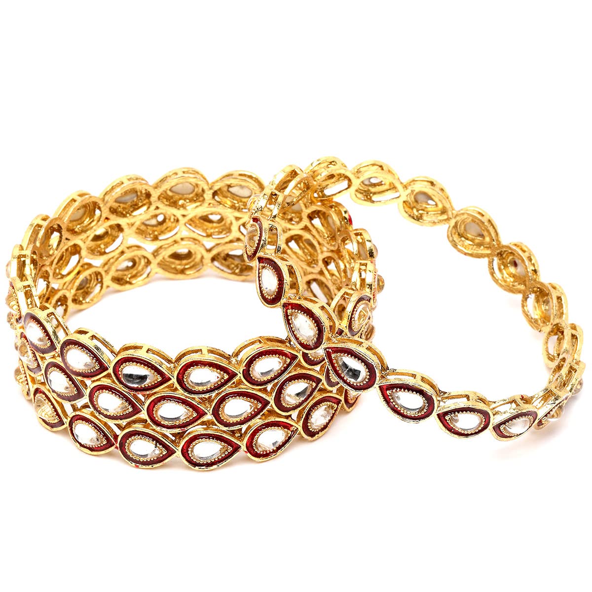 Karatcart Set of 4 Gold Plated Drop Shape Red Meena Kundan Bangles for Women (B0BT9WVPN1) Amazon Price History, Amazon Price Tracker
