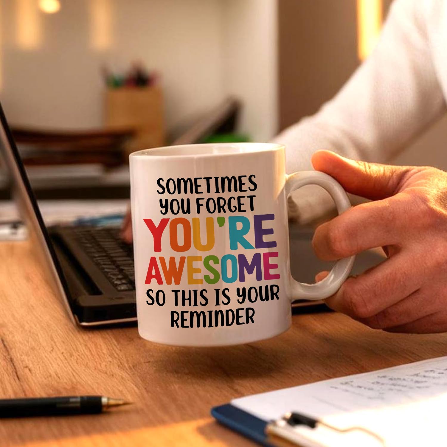 Funny Motivational Coffee Mug, Sometimes Forget That You're Awesome So This is Your Reminder, 11oz Ceramic Coffee Tea Cup, Thank You Gifts for Women Men, Birthday Gifts for Coworker Boss - Image 6