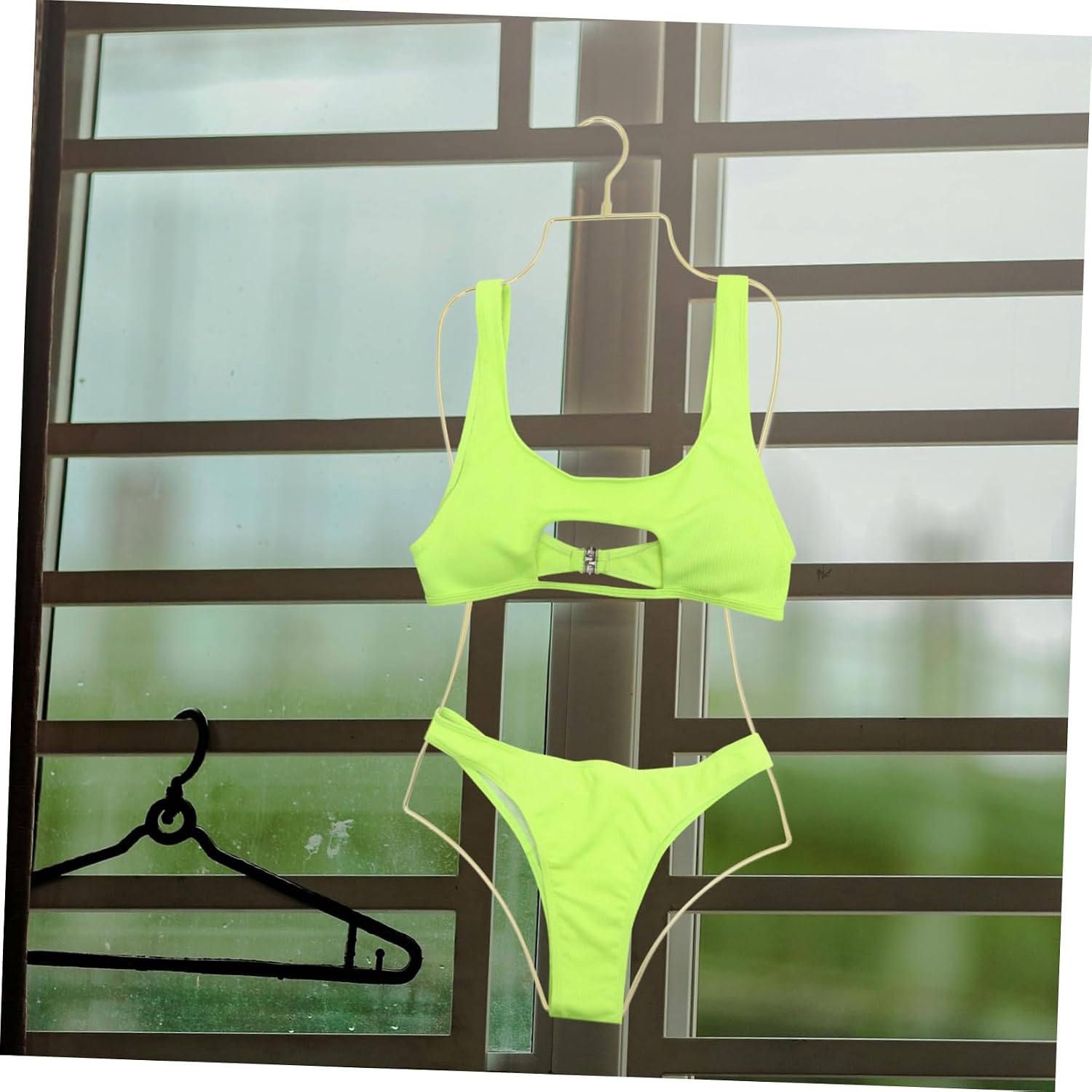 OUNONA Foldable Swimsuit Hanger Set of 2 Metal Wire Bikini Display Hanger for Swimwear Adjustable Clothes Drying Rack for Lingerie and Bathing Suits