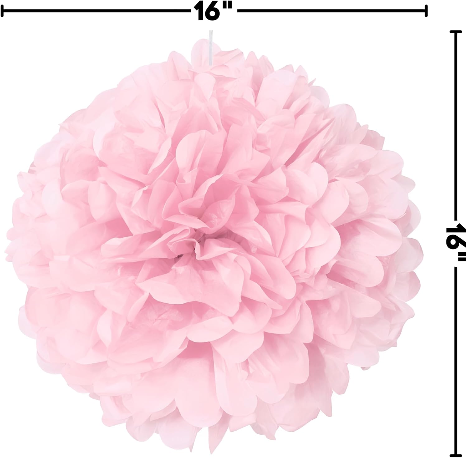 Lovely Pink Solid Hanging Tissue Pom Poms,16", Elegant & Versatile Decor - Perfect for Weddings, Baby Showers, Parties & Events