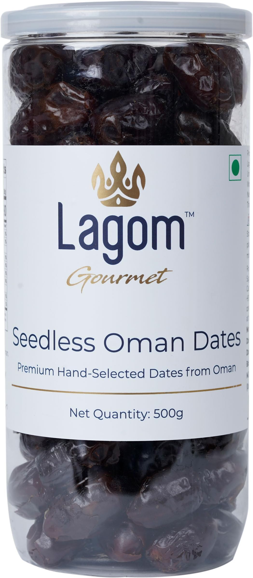 Lagom Omani Seedless Dates 500g | Premium Dry Fruits | All-Natural | No Added Sugar | No Preservatives | Gluten-Free | Vegan | Non-GMO | Khajur/Khajoor/Khejur