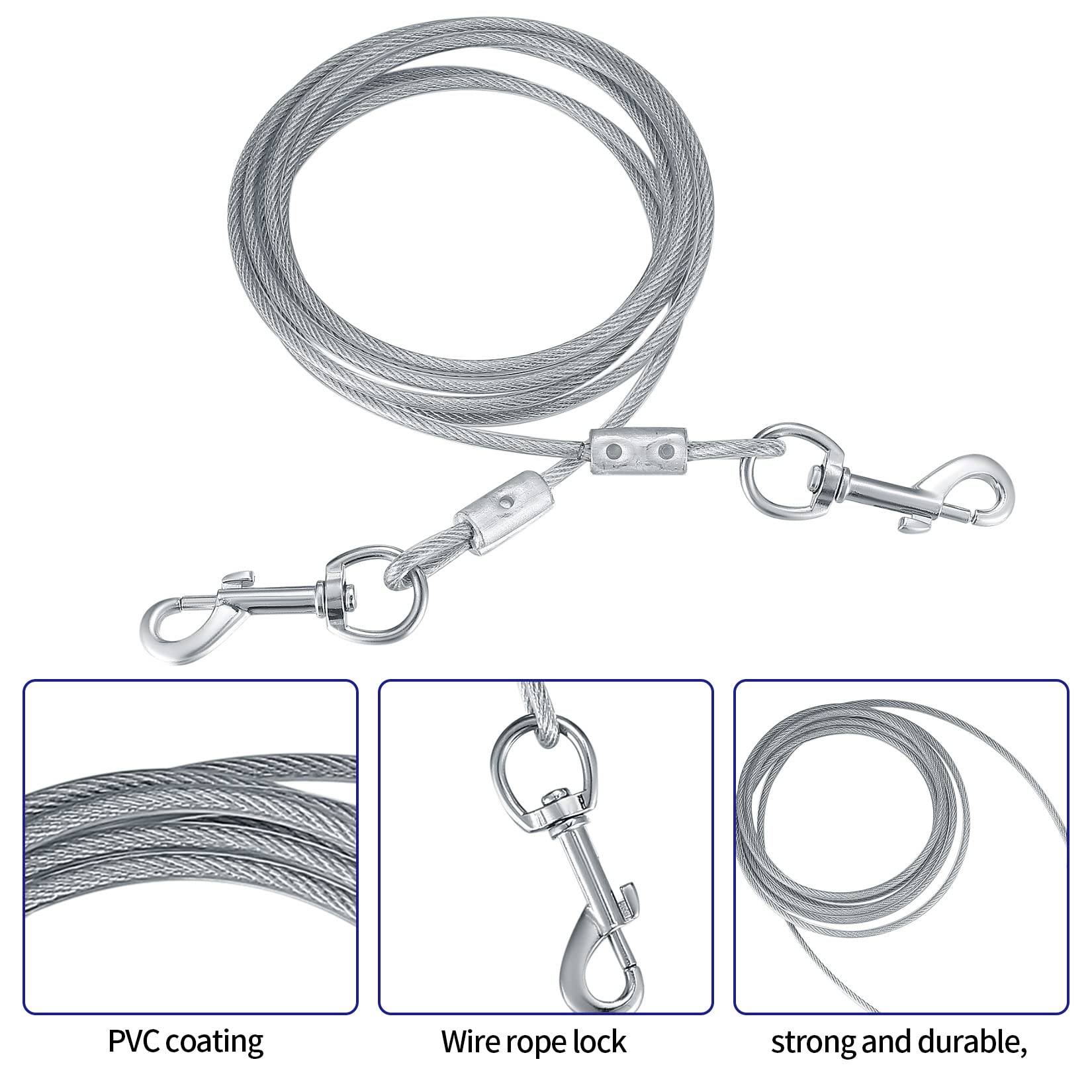 Heavy Duty Dog Stake 40cm With 3m Dog Chains for Outside Steel Spiral Dog Stake for Camping Dog Ground Spike for Outdoor Yard and Camping Puppy Pet and Medium Dogs (Up To 125 Lbs) - Image 3
