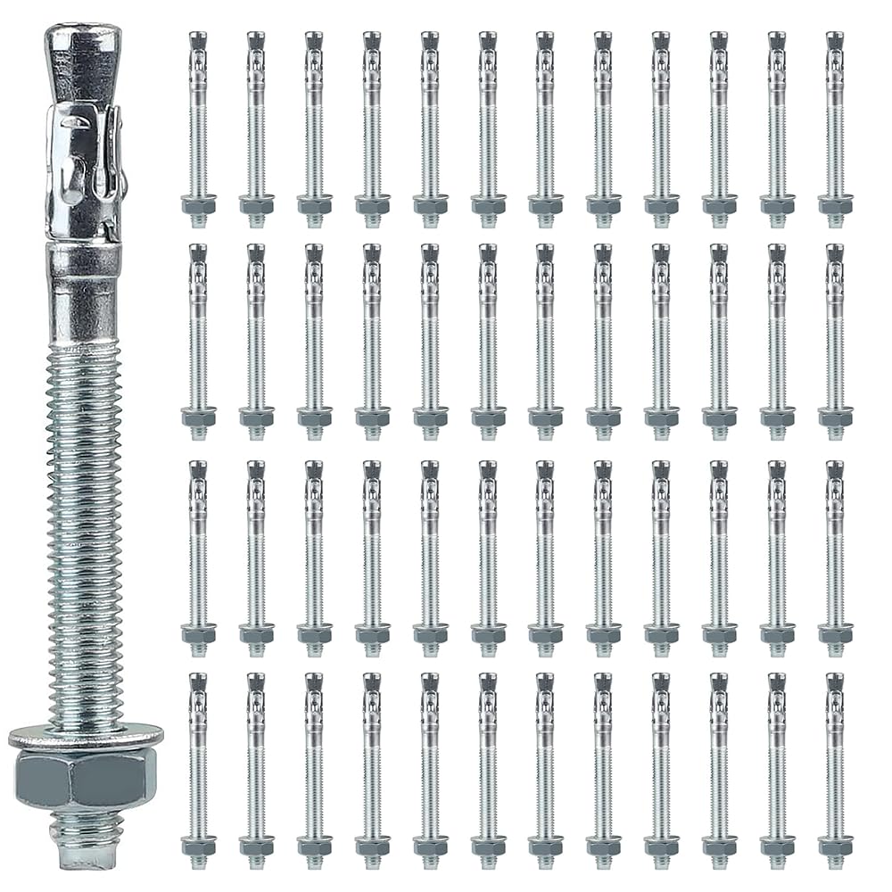 Perno Ancoraggio M10 x 120mm, 50 pezzi Bullone di Ancoraggio in acciaio al carbonio M10 Perni Ancoraggio per fissaggio carichi pesanti, calcestruzzo, muratura, pietra, mattoni, posa rapida