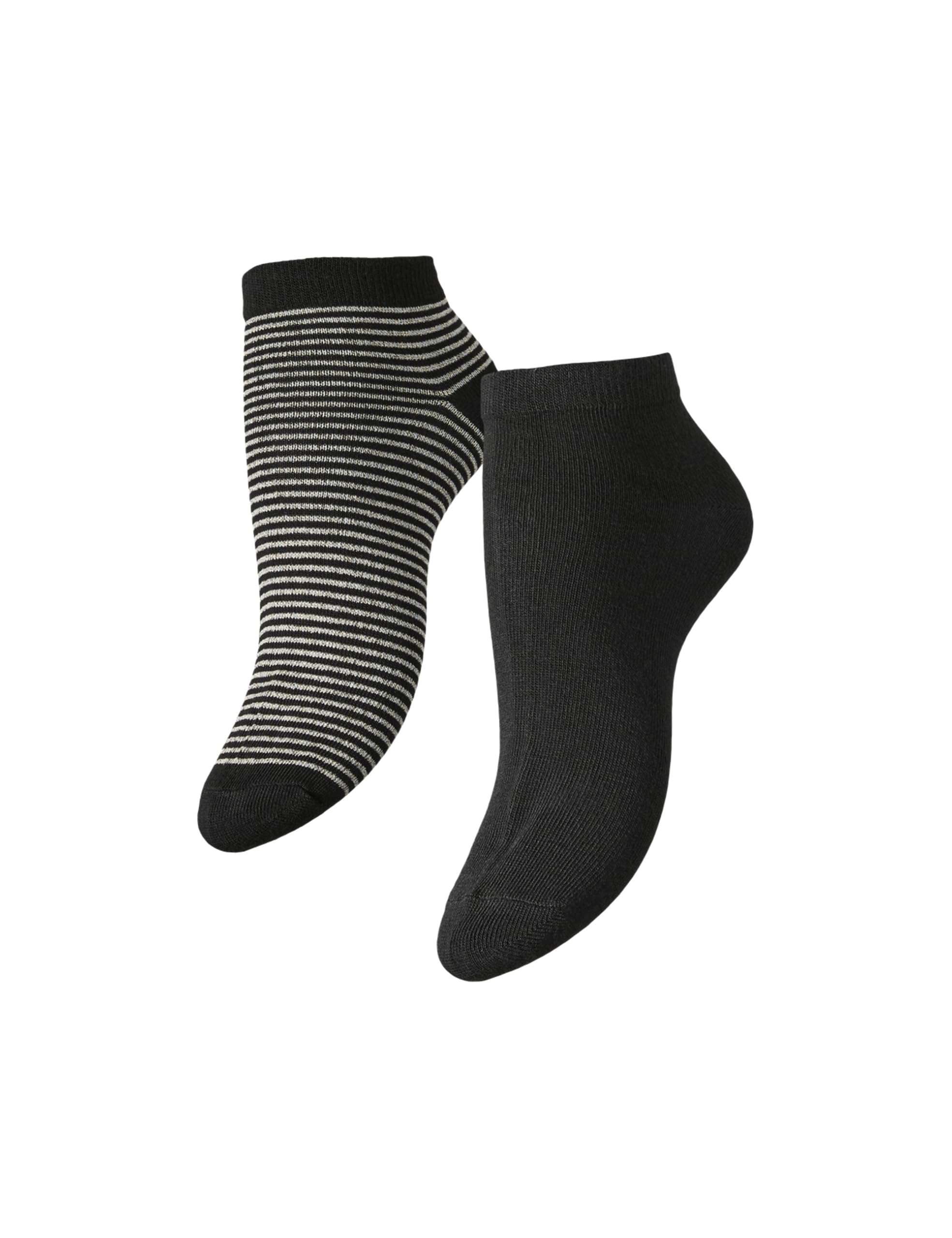 Pieces Womens Pclaura Ankle 2-pack Bc Noos Glitter Socks, Black