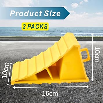 Wheel Chocks 2PCS Car Wheel Chocks Heavy Duty with Handles, Caravan Wheel Chocks Brake Stoppers Plastic Rubber Tyre Saver, Trailer Chocks Rubber Chock Blocks, Camper Wheel Chock Stabilizer