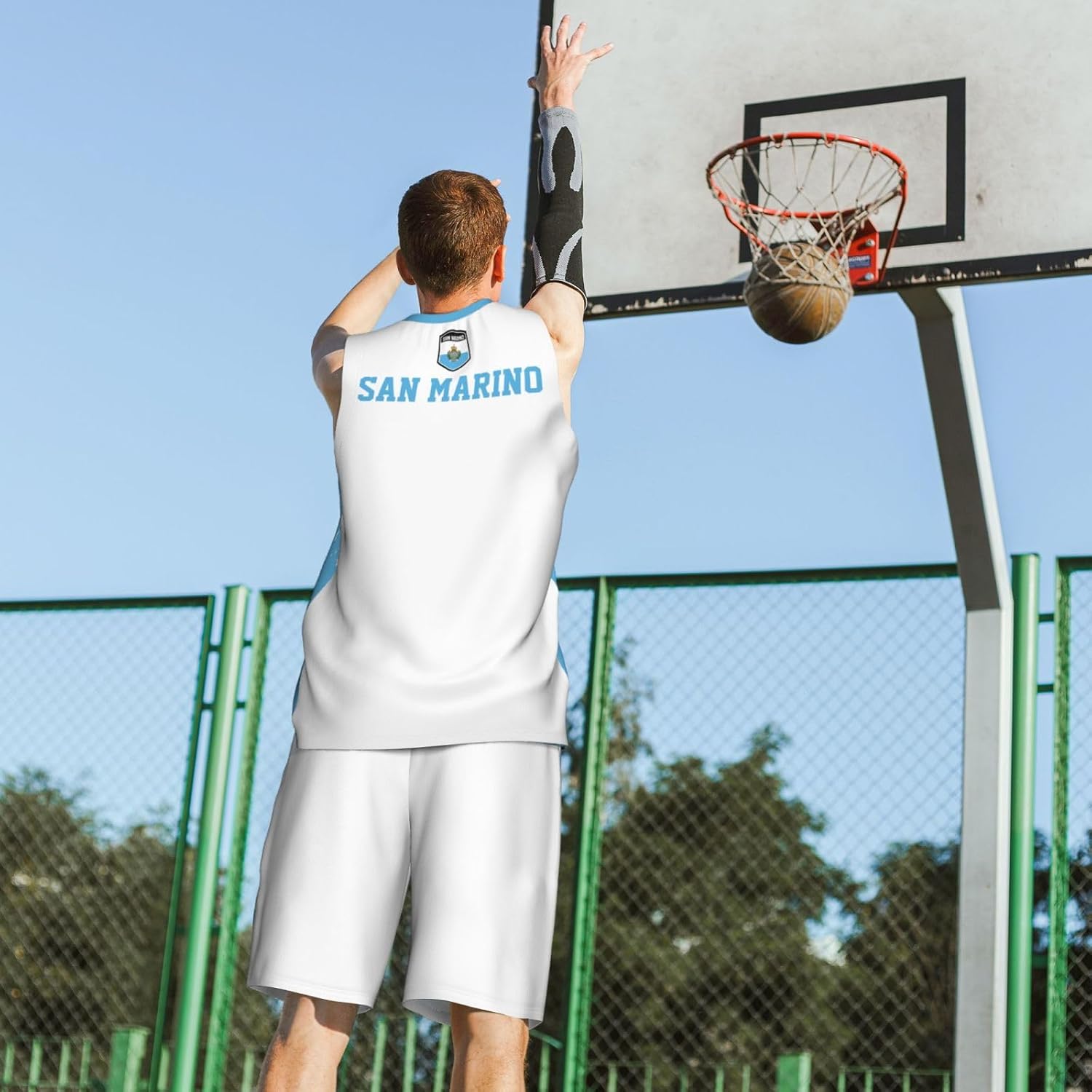 San Marino Flag Grain (2) Basketball Jersey Uniform Suit for Men Adults Training Athletic Set