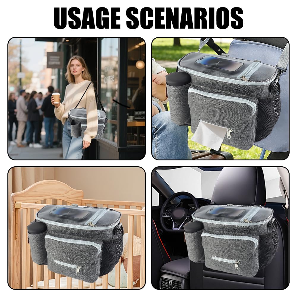 FEMONGY Bolso para carro bebe universal, Bolsa carro bebe de gran capacidad, Viene con correa de hombro desmontable, Proteger contra salpicaduras ligeras de agua — view 5