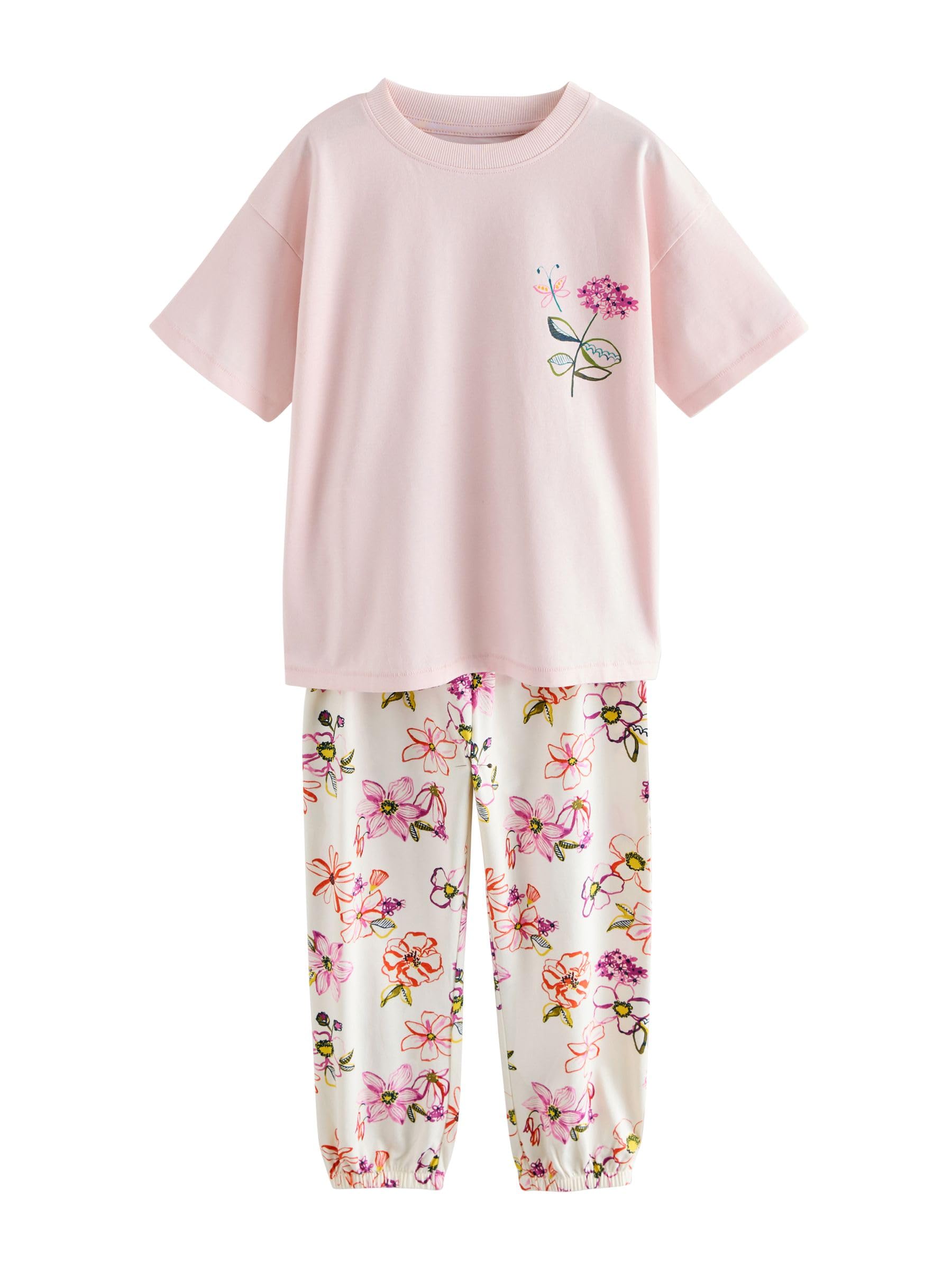 NEXT Mädchen 2 Schlafanzughosen im Jogginghosen-Stil Pink/White Floral Print 168