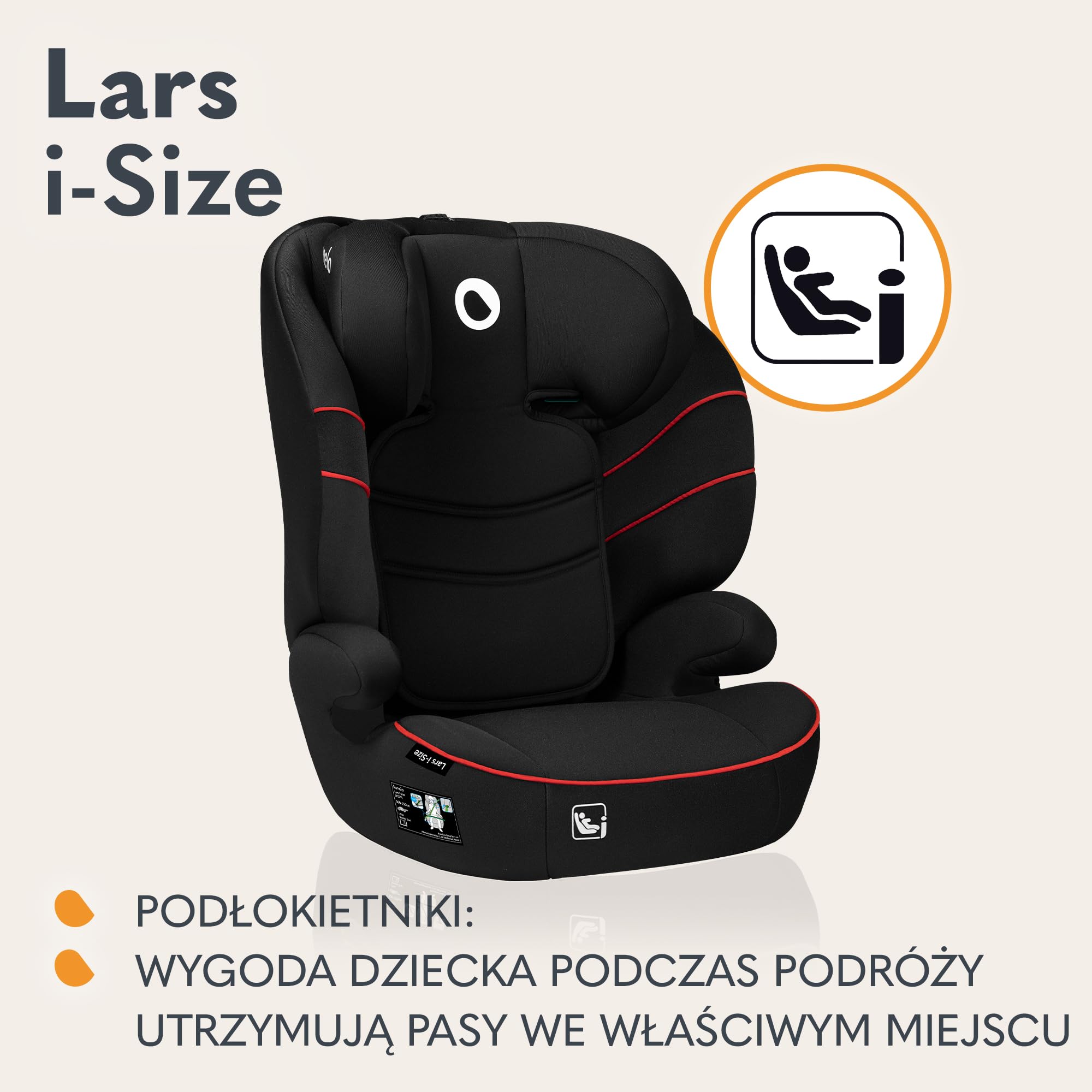 LIONELO LARS i-Size Dziecięcy Fotelik Samochodowy 100-150 cm Grupa 2 3, Ochrona Boczna 10 stopni Regulacji Zagłówka Wygodne Podłokietniki Wypinanie Oparcie Konstrukcja ImpactGuard | 4-12 lat, 15-36 kg, montaż pasów bezpieczeństwa, 10-stopniowa regulacja z