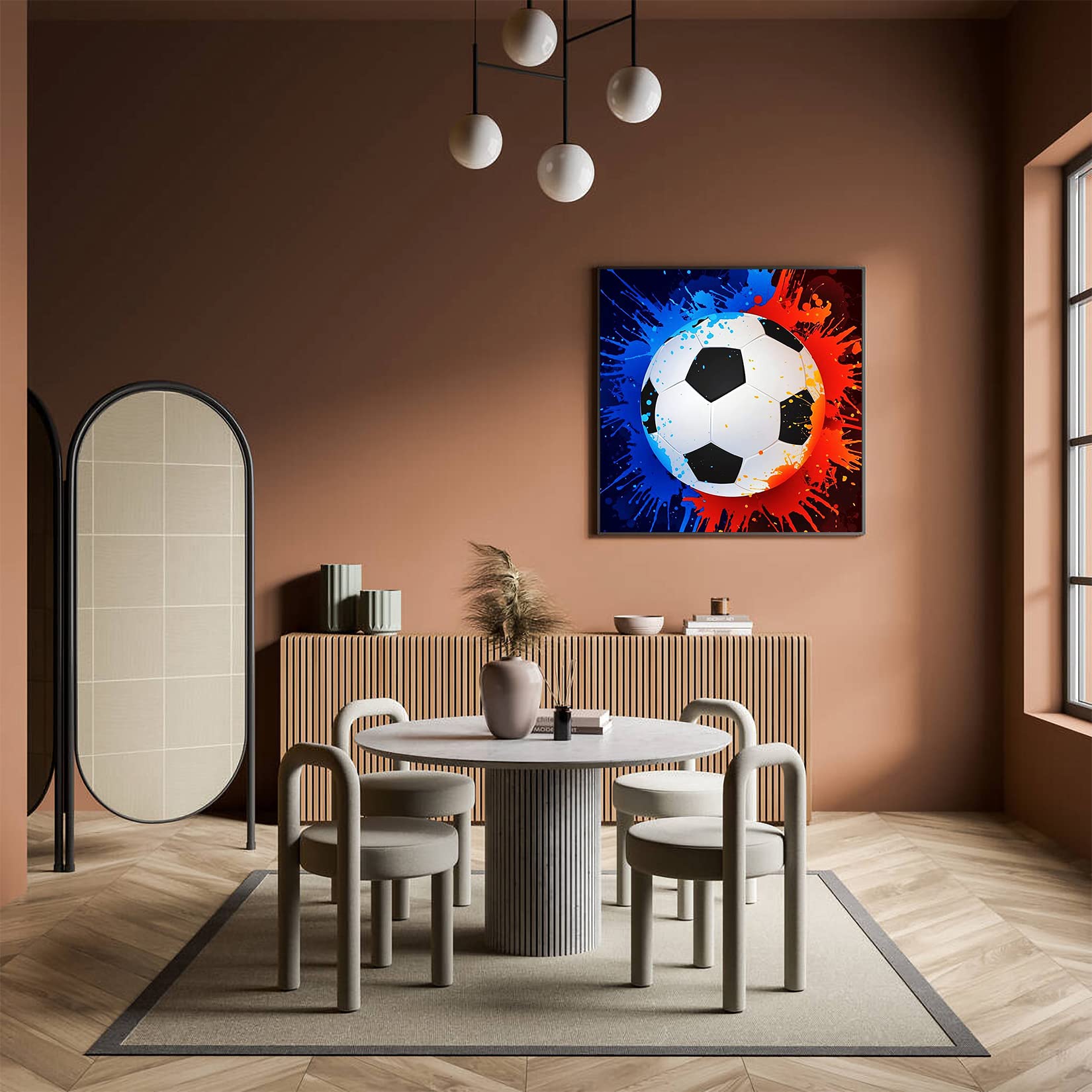 DIY Diamond Painting Kit Completo, Calcio Kit Pittura Diamante 5D Fai Da Te, Strass Diamante Ricamo Punto Croce Painting by Numbers per Decorazione Parete di Casa, Adulti, Bambini - 30x30 cm