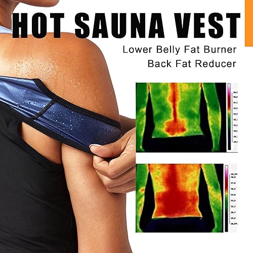Miniatura 3 de Traje de sauna, chaleco de entrenamiento de cintura para mujer, camiseta sin mangas para entrenamiento de sudor