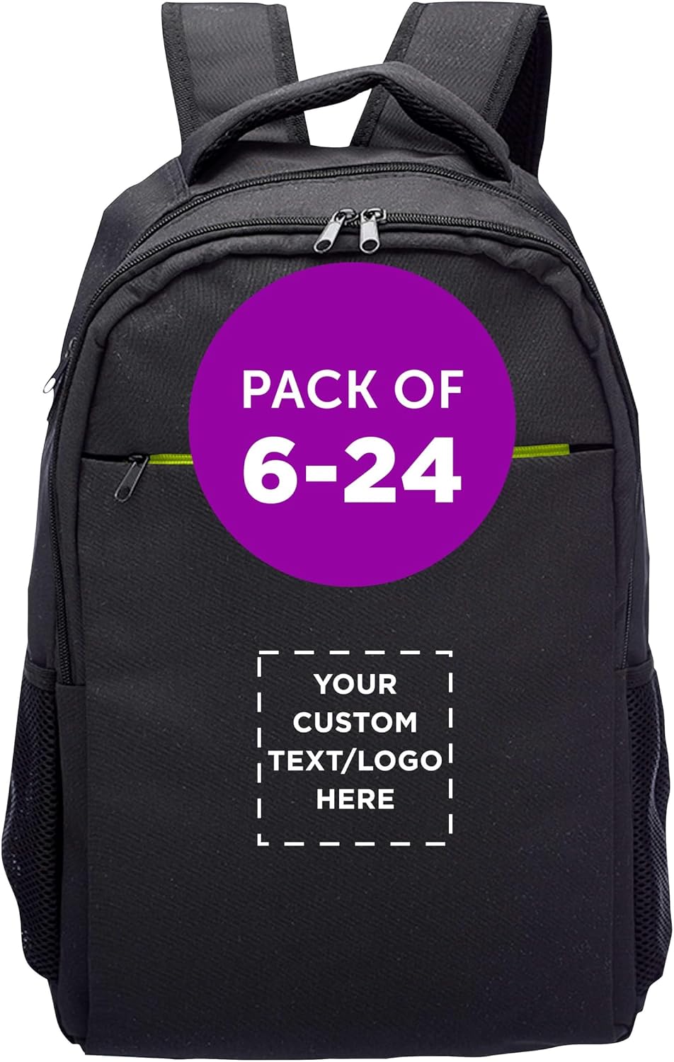DISCOUNT PROMOS Custom Tempe Backpacks with Laptop Pocket Set of 6/12/24, Personalized Bulk Pack Bring Everywhere You Go Perfect for Travellers Employees and Everyday Use - Black