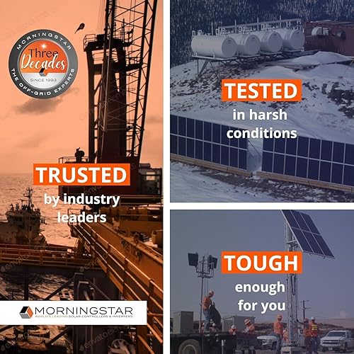 Miniatura 5 de Morningstar Tristar 60A PWM Controlador de carga solar (TS-60M) - Regulador de panel solar con medidor para baterías LALi de 12243648V, control de