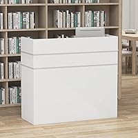 Vista 9 de AIEGLE Escritorio de recepción con cajones y estantes de almacenamiento, mesa de recepción con paneles privados, para sala de recepción, sala