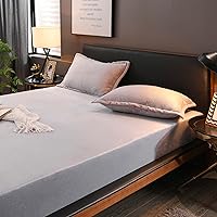 Vista 34 de Flannel Fitted Sheet Twin Size,Velvet Fitted Sheet Plush Shaggy Ultra Soft Fuzzy Sheet with 15''Deep Pocket,Dark Gray,1 Pack(Not Include Pillowcases)