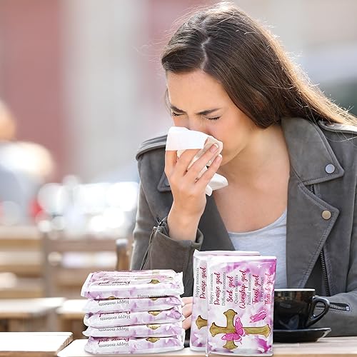 Miniatura 7 de 100 paquetes de pañuelos faciales de bolsillo de bolsillo de 3 capas de pañuelos delgados desechables, tamaño cartera, pañuelos de boda para viajes,