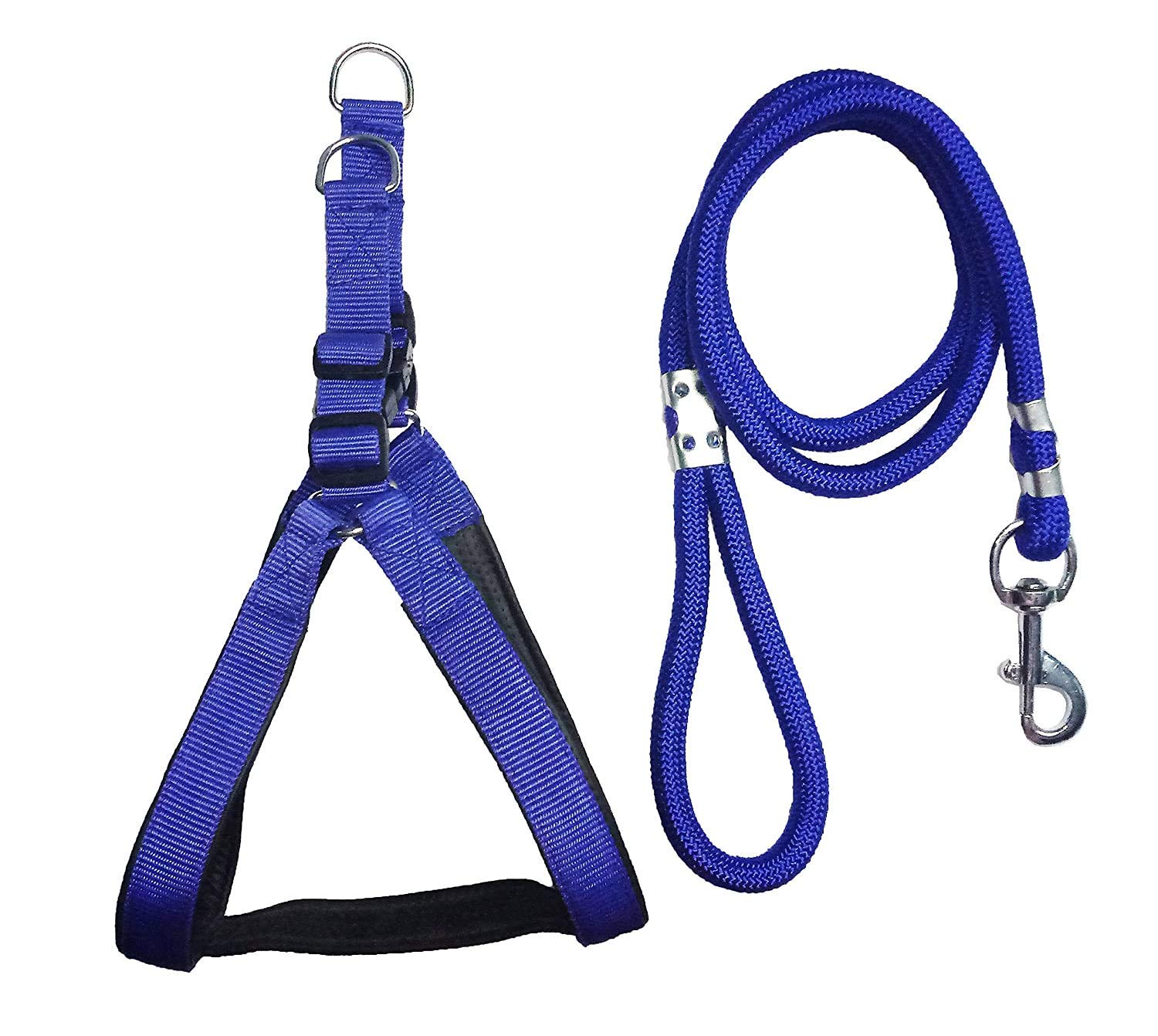 Smart Doggie™ Choke Free and Pulling Free Padded Easy Control Adjustable Nylon Chest Belt Harness 1.25 Inch and 18mm Leash Rope for Large Dogs of All Breeds (Blue) (B08TWMJCVJ) Amazon Price History, Amazon Price Tracker