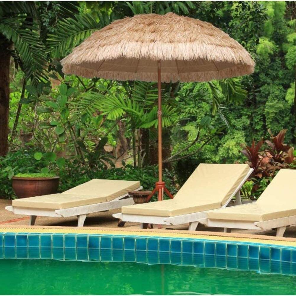 Gartensonnenschirme für den Außenbereich, 2,4 m/7,9 Fuß, Natur, Simulations-Strohschirm, Sonnenschirm für Hinterhof/Pool/Strand, Sonnenschirm für den Terrassengarten mit