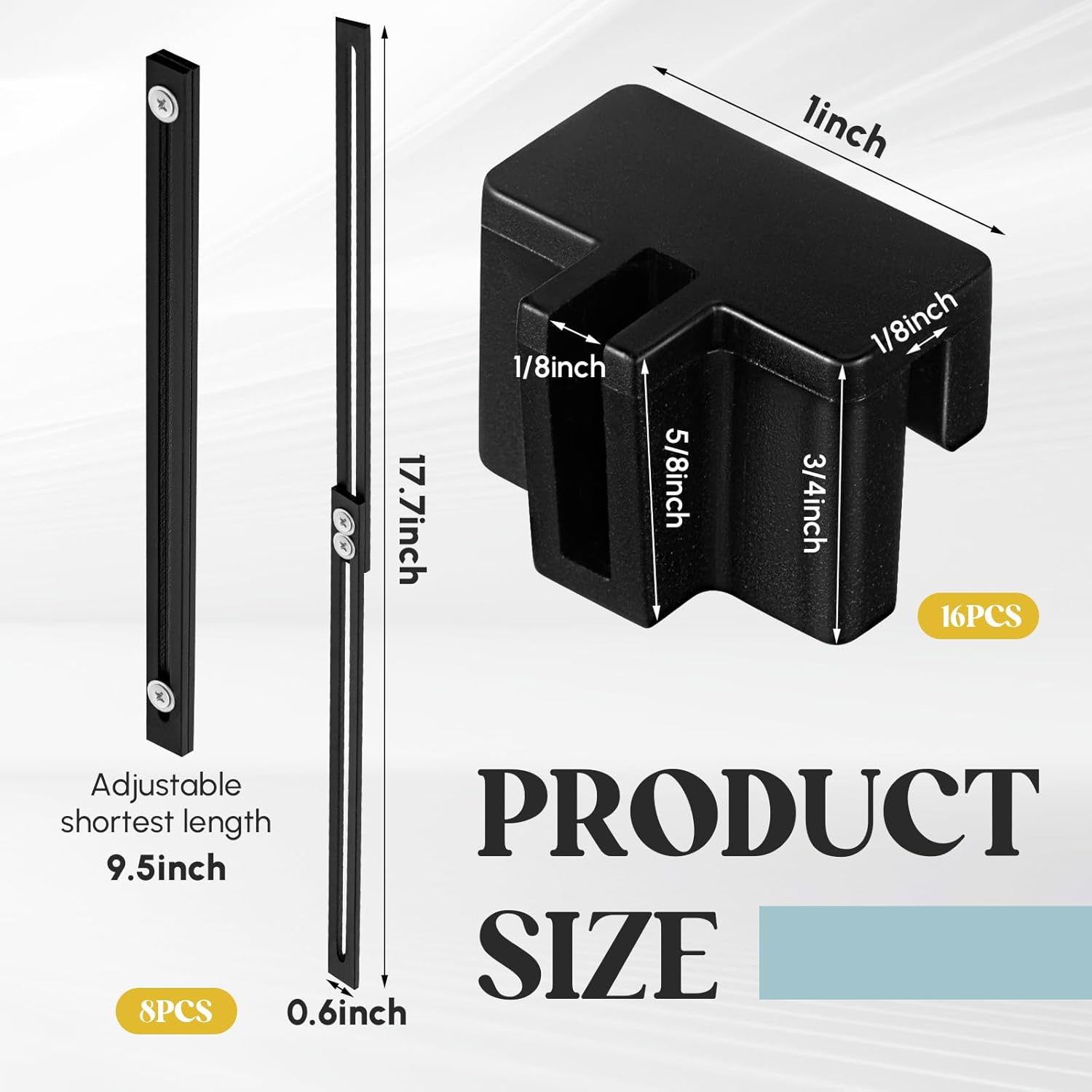 24 Pcs Metal Adjustable File Cabinet Rails Set Include 16 Hanging File Rail Clips 8 Cabinet Dividers Bars Suitable for Cabinets with Drawer Thickness Less Than 1/8 Inch(Black,10-18.5 Inch) Black 10-18.5 Inch