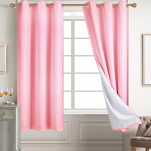 Miniatura 46 de Diraysid Cortinas 100% opacas de lino blanco para dormitorio, con ojales, aislamiento térmico, cortinas de oscurecimiento de habitación (2 paneles,