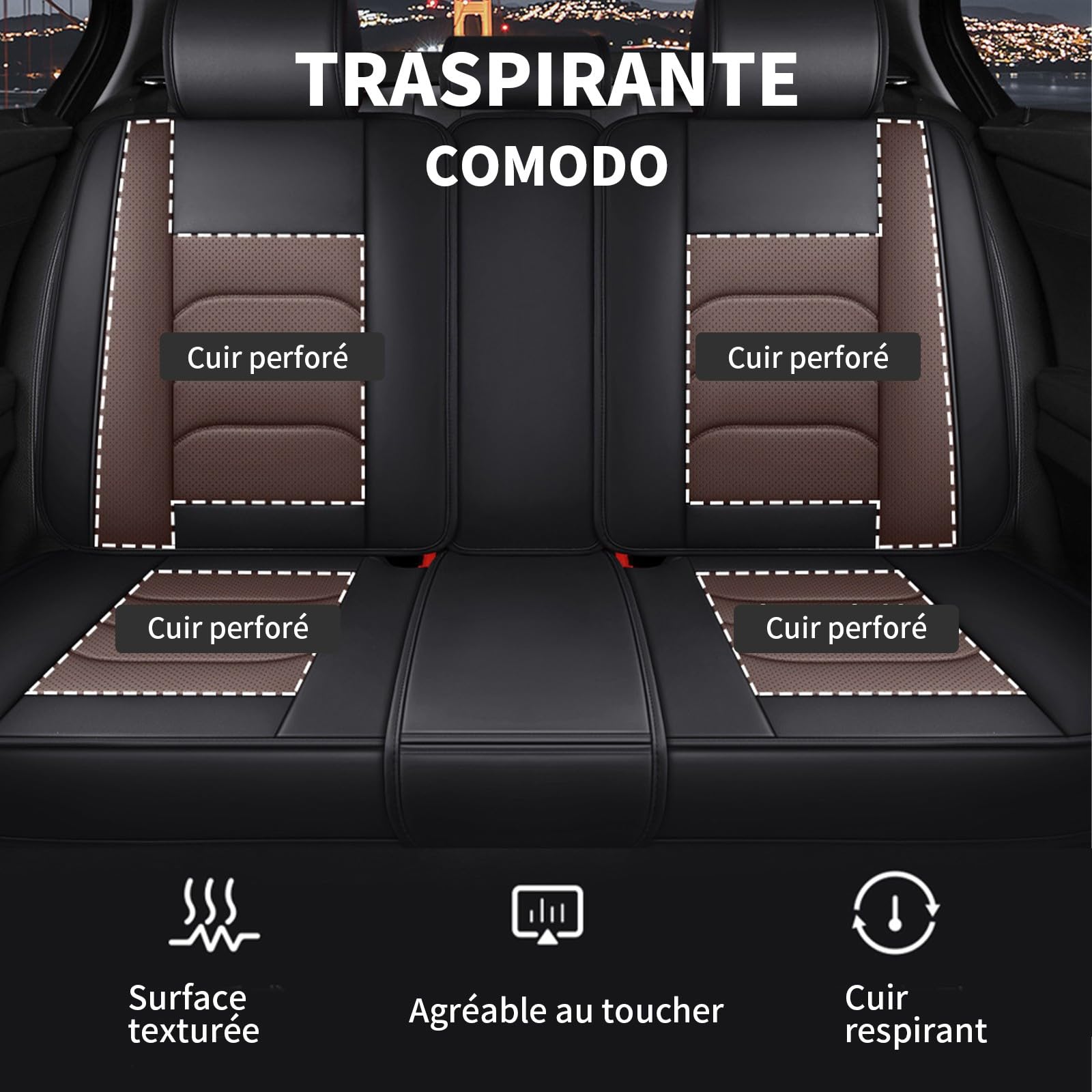 Housses de Siège pour Dacia Duster 3 2024-2026 Auto,5 Places Housses de Siège Auto Avant Arrière,Ensemble Cuir PU Étanche et Respirant Protection Anti-Rayures