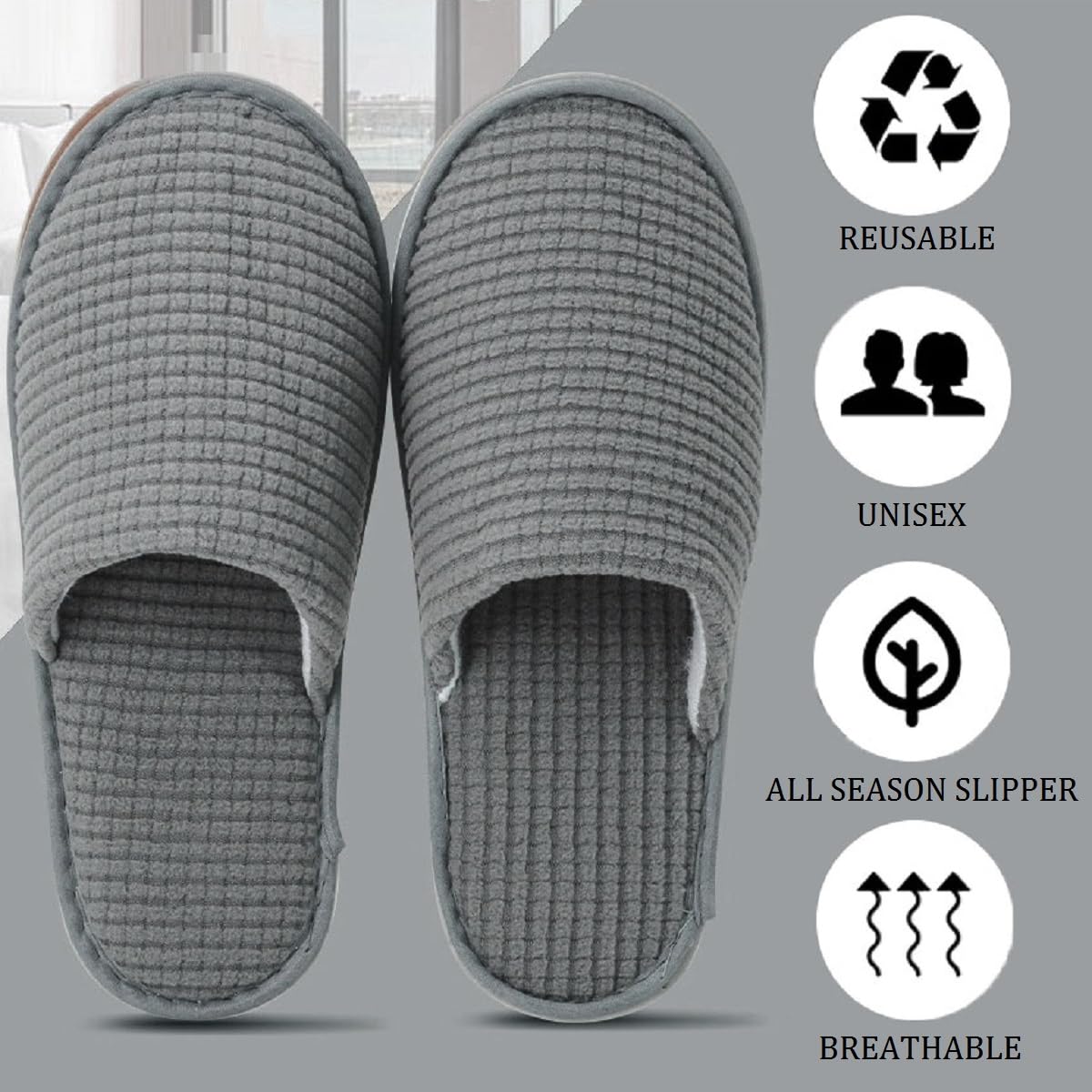 Kiuiom Ciabatte Ospiti, Ciabattine Spa Morbide, Pantofole Hotel, Pantofole in Pile Corallo Punta Chius Slipper Portatili Unisex Antiscivolo per Hotel Spa Casa Viaggi