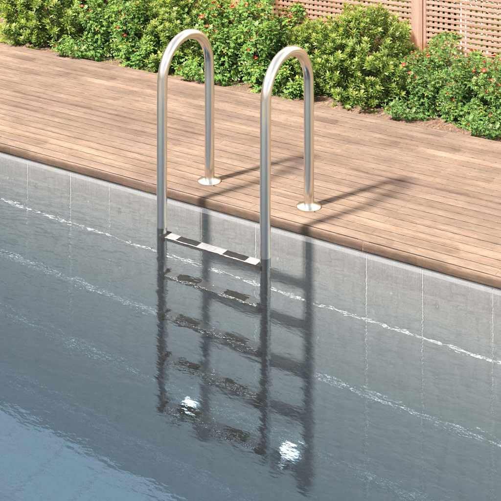 Échelle de piscine 54 x 38 x 211 cm en acier inoxydable 304 pour piscine encastrée avec 5 marches antidérapantes Argenté