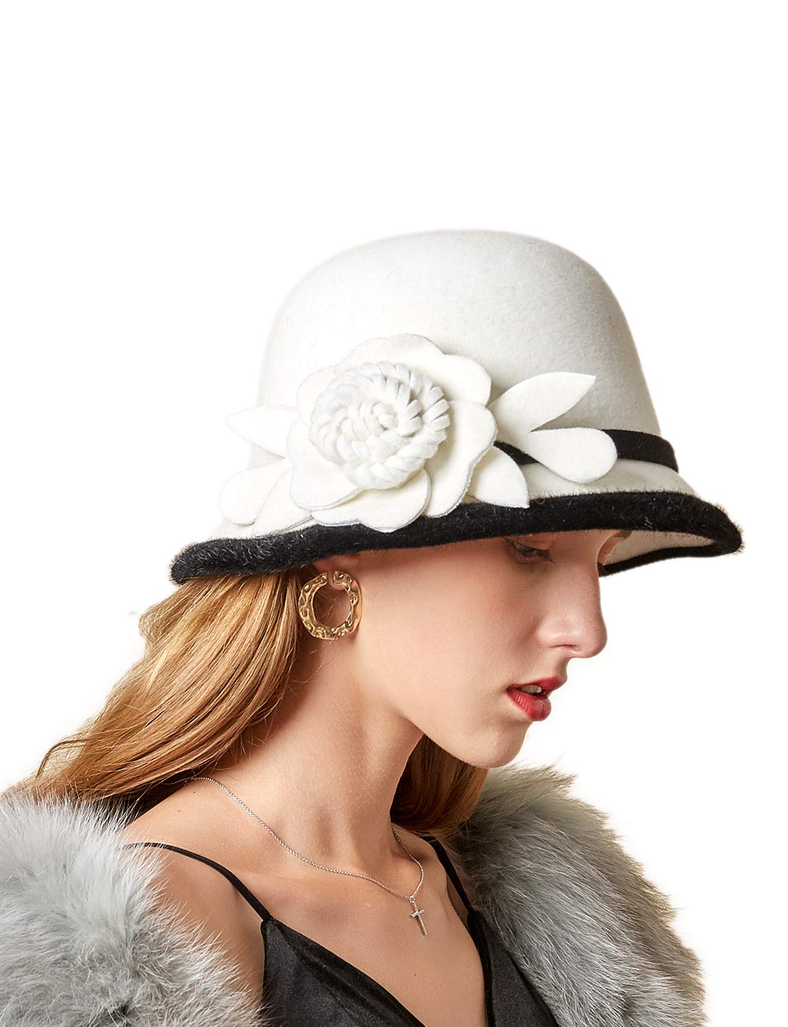 Women's Cloche Hat 1920s Winter Bucket 