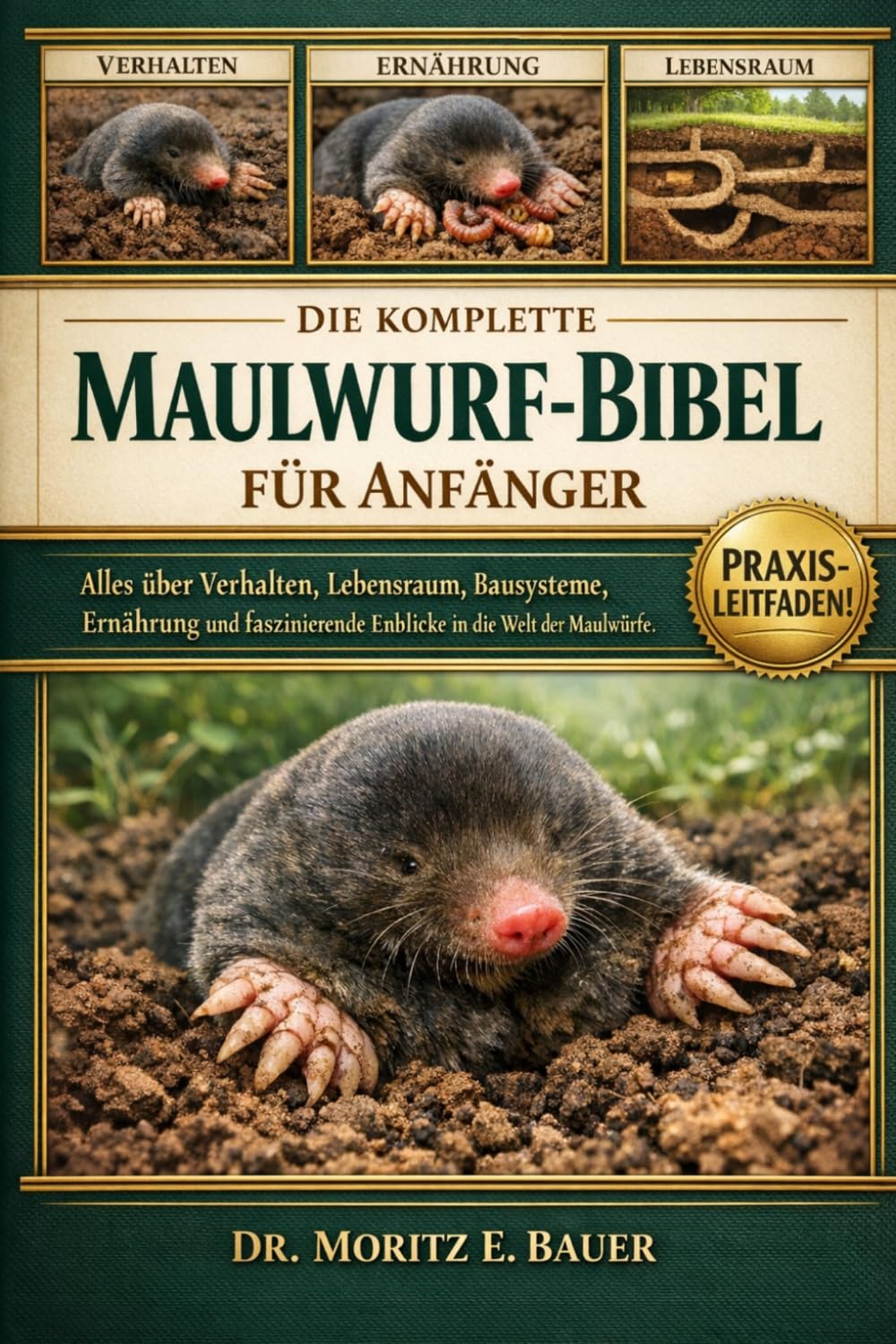 DIE KOMPLETTE MAULWURF-BIBEL FÜR ANFÄNGER: Alles, was Sie über Maulwürfe wissen müssen: Verhalten und Lebensraum, Bausysteme, ... tägliche Pflege für Anfänger und Liebhaber.