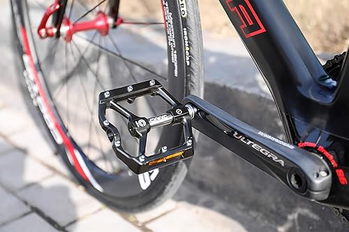 Vista 2 de CXWXC Pedales de bicicleta de carretera/MTB - Pedales de bicicleta de aleación de aluminio - Pedal de bicicleta de montaña con clavos