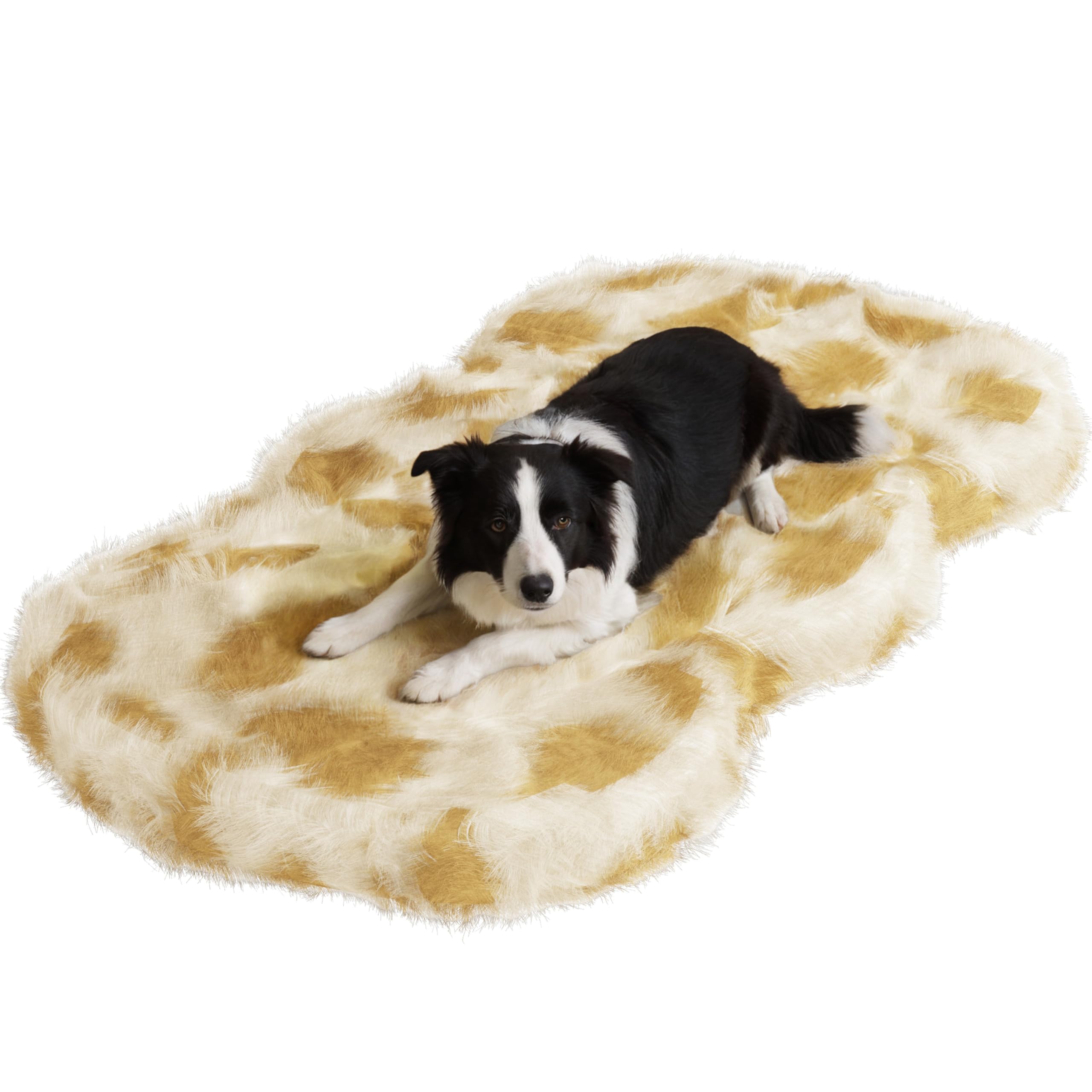 Luxus Fellteppich Orthopädisches Hundebett für Grosse Hunde, 127 x 80 x 8CM Kunstfell Hundebett Orthopädisch for Mittelgroße, Waschbar Lammfell Hundedecke für Wohnzimmer Dekor