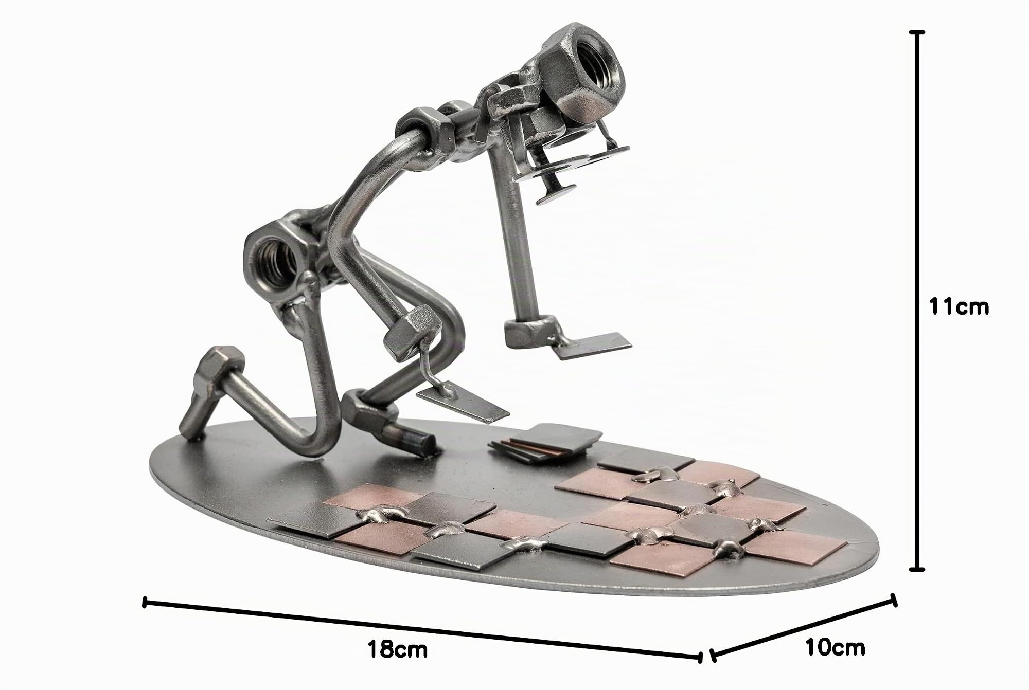 STEEMO Schraubenmännchen Fliesenleger Handwerker Geschenk Metall-Deko 18x10x11cm