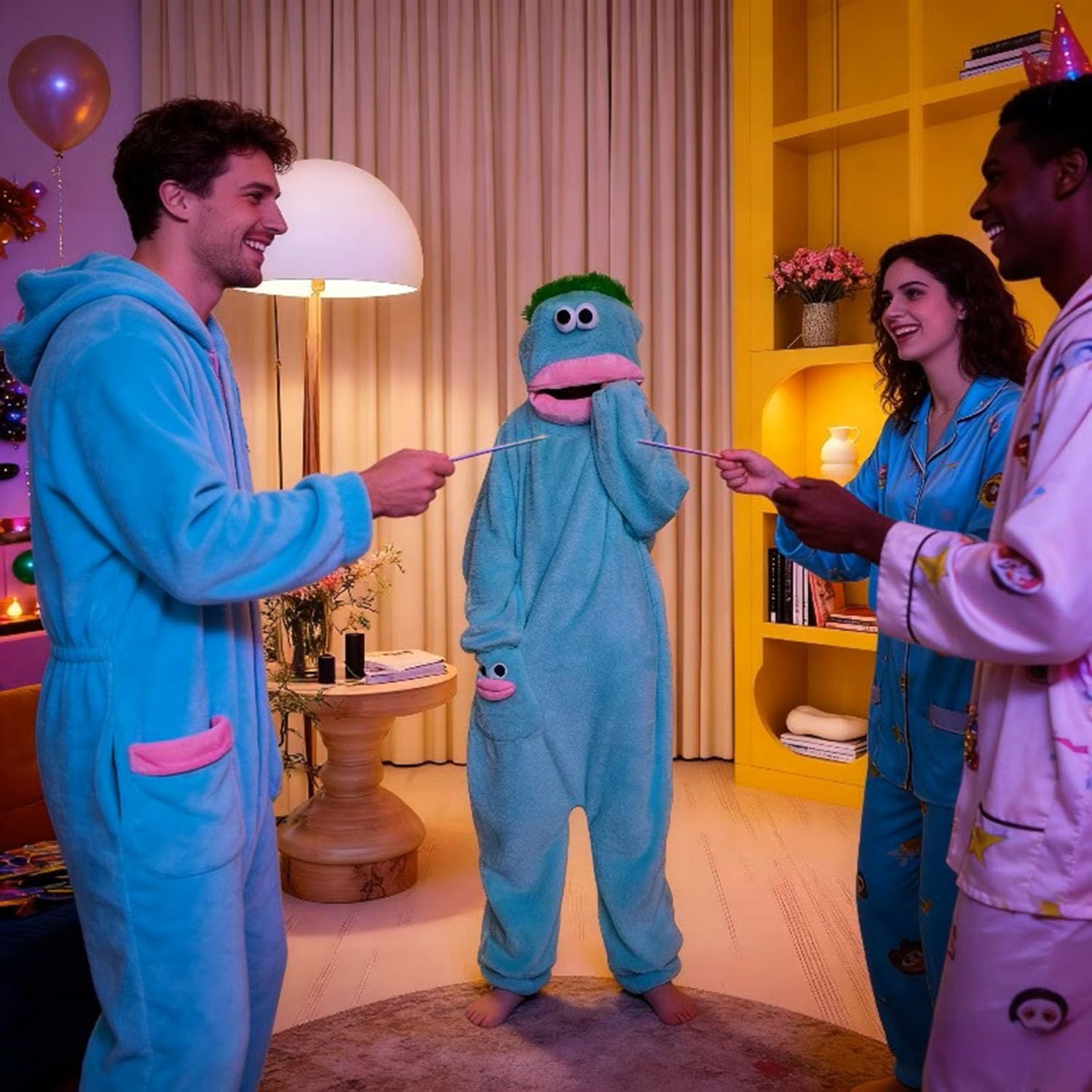 Pijama Divertidos una Pieza, Disfraz Divertido para Parejas, Monos de Disfraz de Animales Divertidos, Monos de Cosplay de Forro Polar, Pijamas cómodos de Forro Polar para Unisex