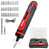 Electric Screwdriver, 4V Power Cordless Screwdriver Rechargeable Set with Li-ion Battery, 31 Bits&Extension Rod, 3 LED, 3 Adjustable Torque, Magnetic Hex Chuck, Mini Electric Screw driver Kit