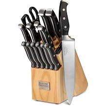 15-Piece Stainless Steel Kitchen Knife Block Set, Black