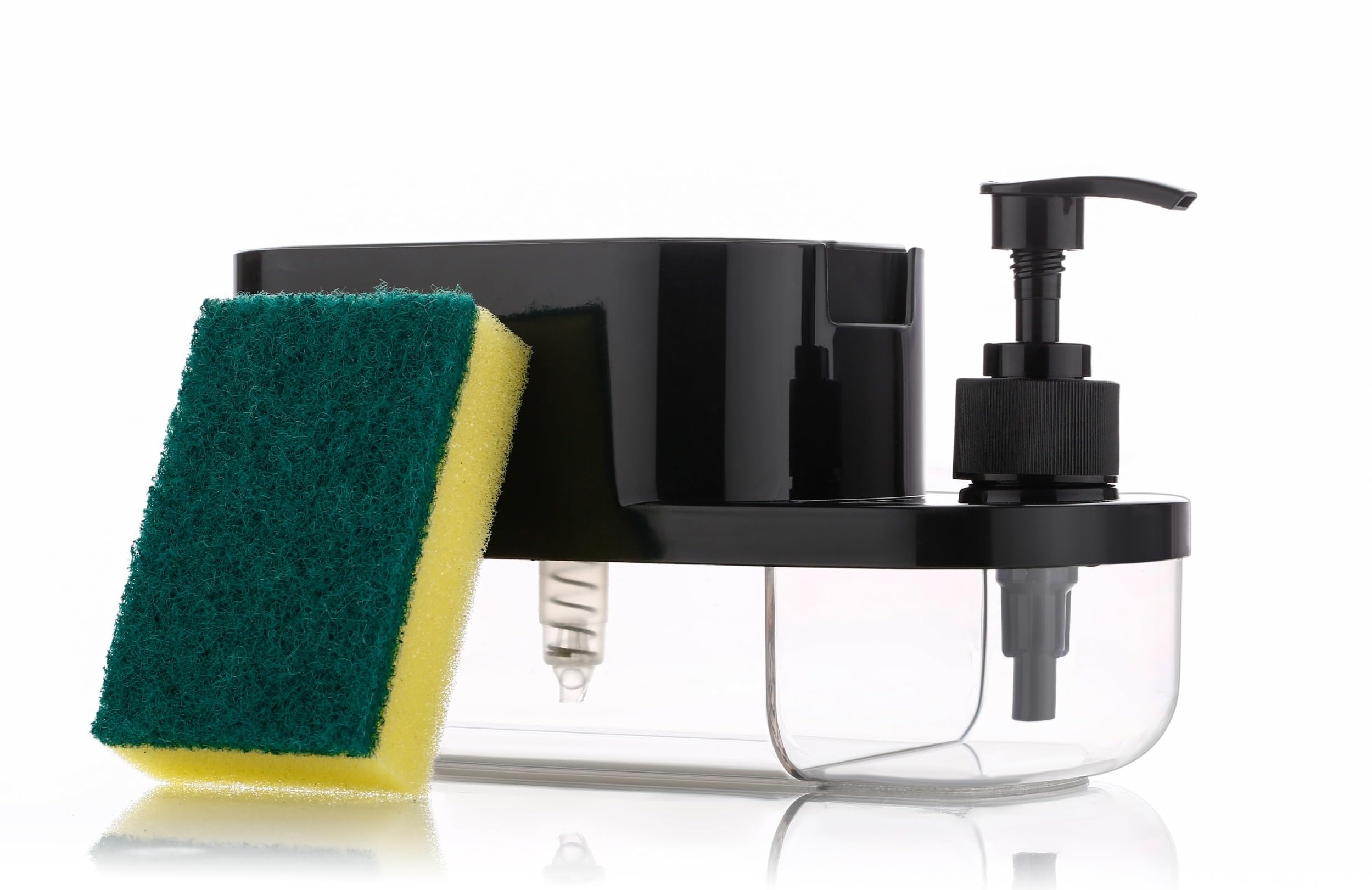 silver shark Plastic 3 in 1 Soap Pump Dispenser Dish Soap Liquid Dispenser Sponge Holder Dish Soap Pump Dispenser for Kitchen Sink Countertop Kitchen Bathroom, Black-image-10
